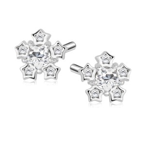 Cercei argint fulg de nea cu pietre DiAmanti Z1474E-DIA (Argint 925‰ 1,1 g.)